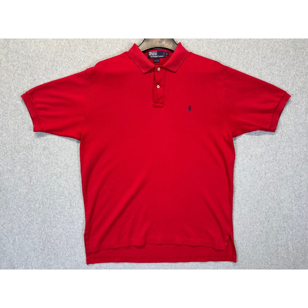 Polo Ralph Lauren Mens Large Red Short Sleeve Cotton Pique Pony Logo‎ Polo Shirt